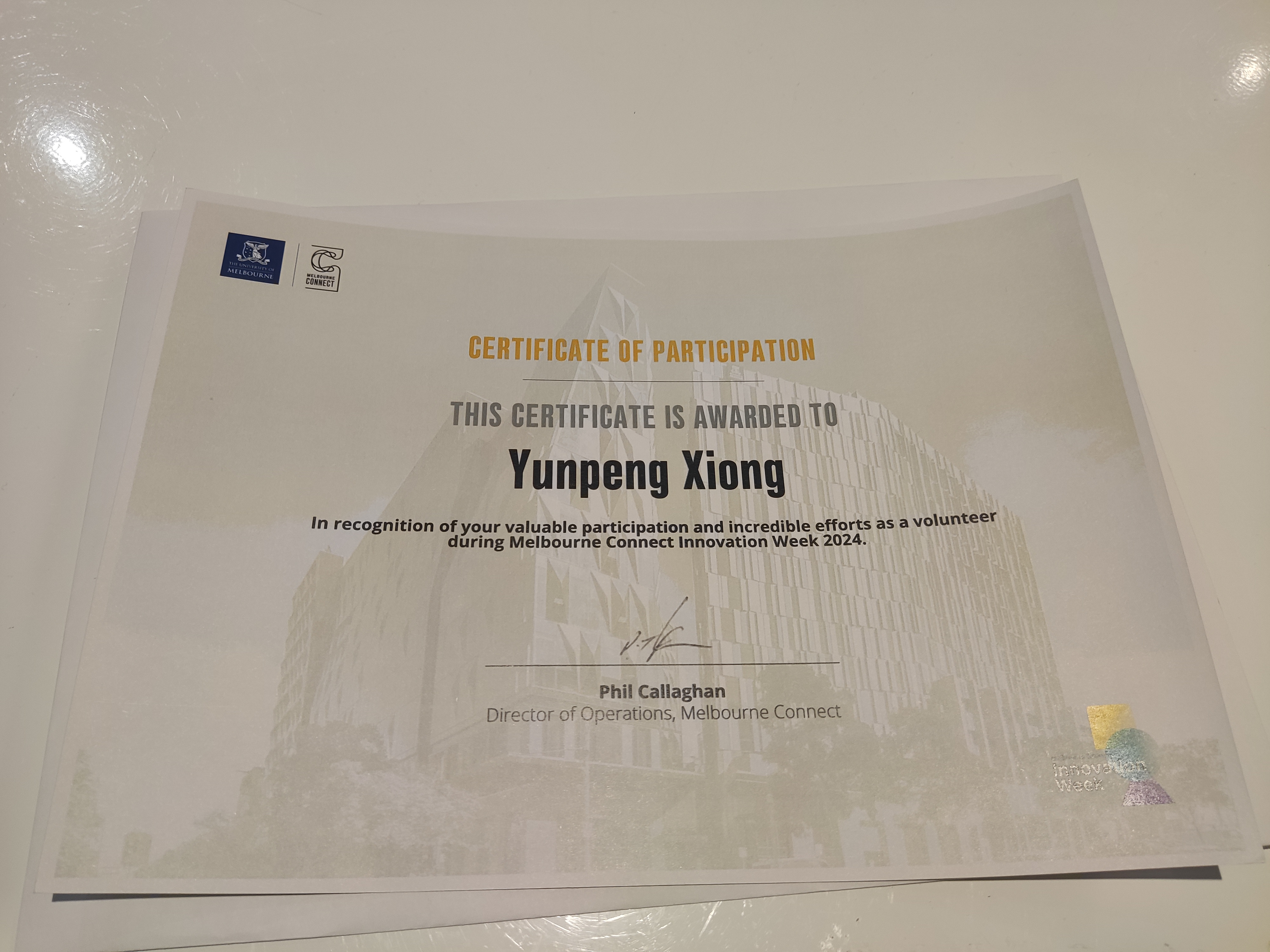 Melbourne Connect Innovation Week 2024 Yunpeng Xiong